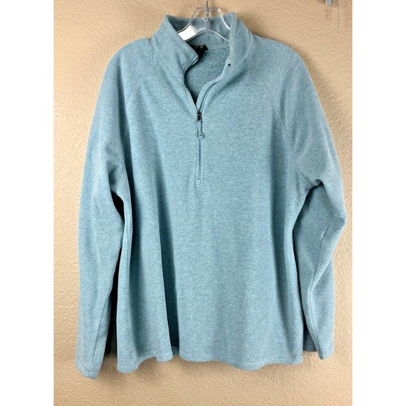 Eddie Bauer Womens Fleece‎ Quarter Zip Blue 2XL  XXL Teal Green Blue Pullover - Picture 1 of 5
